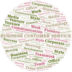 Business Customer Service word cloud. Collage made with text only.