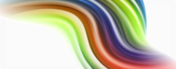 Modern techno Fluid color flow on white colorful poste. Art for your design