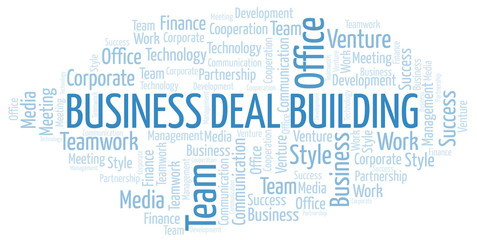 Business Deal Building word cloud. Collage made with text only.