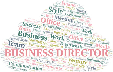 Obraz premium Business Director word cloud. Collage made with text only.