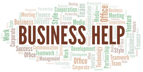 Fototapeta premium Business Help word cloud. Collage made with text only.