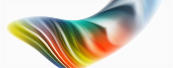 Modern techno Fluid color flow on white colorful poste. Art for your design