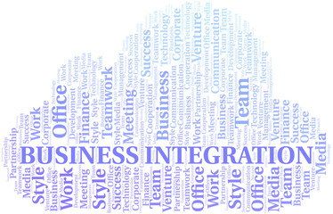 Obraz premium Business Integration word cloud. Collage made with text only.