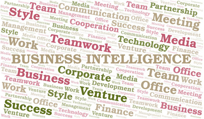 Obraz premium Business Intelligence word cloud. Collage made with text only.