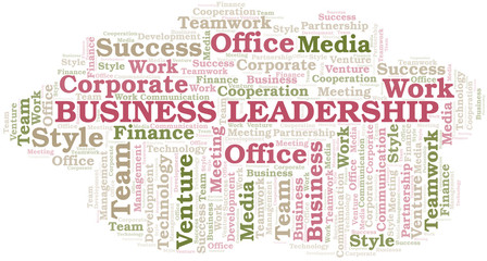 Business Leadership word cloud. Collage made with text only.