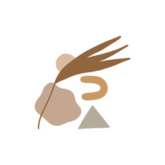 Modern universal aesthetic floral card, hand drawn abstract shapes. Good for poster, card, banner, cover, placard, flyer and brochure. Scandinavian style. Vector clip art.