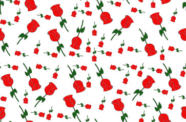 Retro red roses seamless pattern for fabric, bedclothes, fashion or wallpapers. Cool floral pattern design.