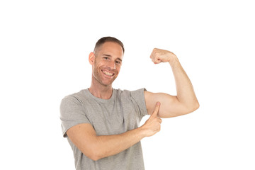 Fototapeta premium Handsome man showing his bicep