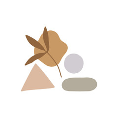 Modern universal aesthetic floral card, hand drawn abstract shapes. Background or layout. Pastel scandinavian colors palette, vector.