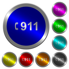 Emergency call 911 luminous coin-like round color buttons