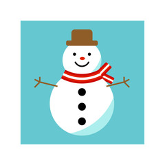 Flat snowman icon. Christmas and winter theme. Vector illustration.