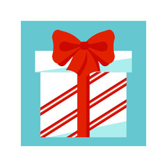 Flat gift box icon. Christmas and winter theme. Vector illustration