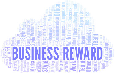 Fototapeta premium Business Reward word cloud. Collage made with text only.