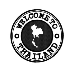 Vector Stamp of welcome to Thailand  with nation map outline in the center.