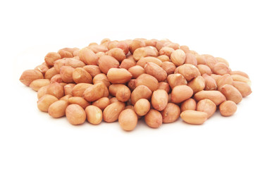 Heap of peanuts isolated on white background