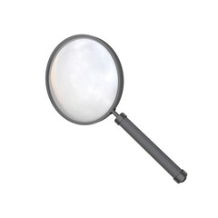 3D rendering of a magnifying glass - isolated object on a plain white background