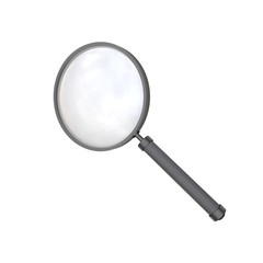 3D rendering of a magnifying glass - isolated object on a plain white background
