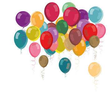 Colorful party balloons flying up. Vector illustration on white background