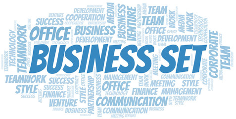 Fototapeta premium Business Set word cloud. Collage made with text only.