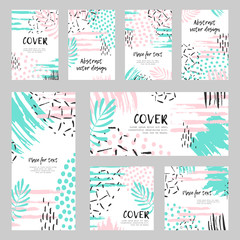 Set of creative card hand drawn textures