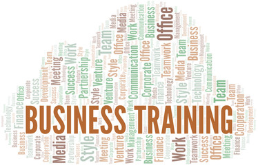 Business Training word cloud. Collage made with text only.