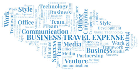 Fototapeta na wymiar Business Travel Expense word cloud. Collage made with text only.
