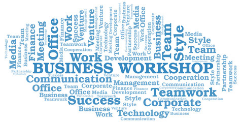 Fototapeta premium Business Workshop word cloud. Collage made with text only.