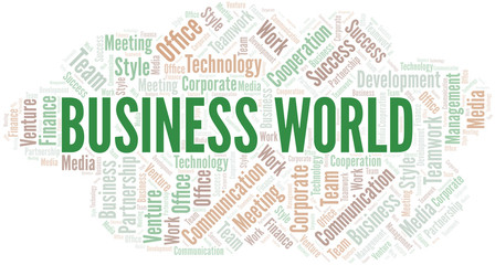 Business World word cloud. Collage made with text only.