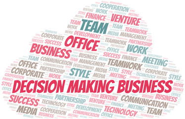 Decision Making Business word cloud. Collage made with text only.
