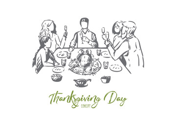 Thanksgiving day concept sketch. Isolated vector illustration