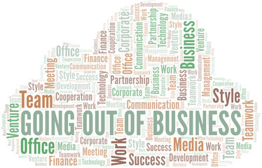 Obraz premium Going Out Of Business word cloud. Collage made with text only.