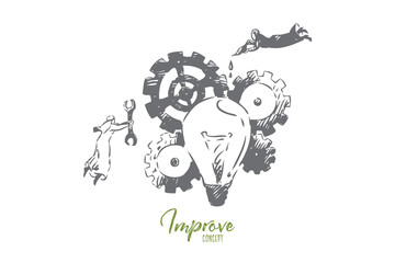 Improve concept sketch. Isolated vector illustration