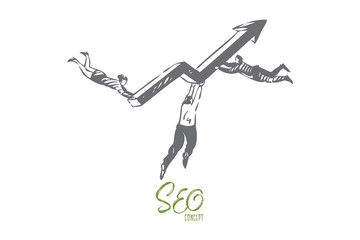 SEO concept sketch. Isolated vector illustration