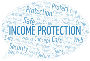 Income Protection word cloud. Wordcloud made with text only.