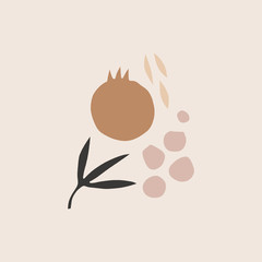 Mid century abstract shapes decorative background or layout, creative universal aesthetic floral card. Scandinavian camel colors palette, EPS.