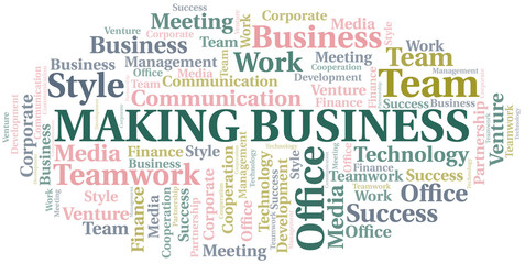 Fototapeta premium Making Business word cloud. Collage made with text only.