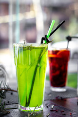 Green cocktail with lemon and mint