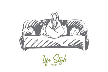 Loneliness concept sketch. Isolated vector illustration