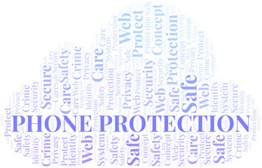 Phone Protection word cloud. Wordcloud made with text only.