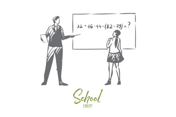 Math lesson concept sketch. Isolated vector illustration