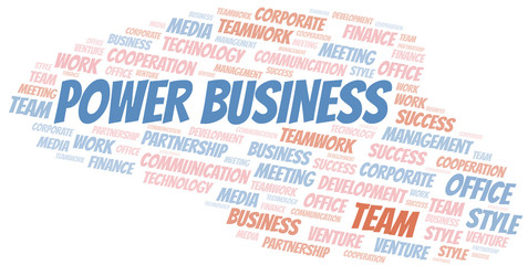 Fototapeta premium Power Business word cloud. Collage made with text only.