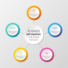 Circle infographic template with 5 options. Vector