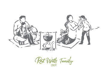 Pastime with family concept sketch.