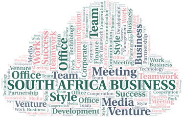 Fototapeta premium South Africa Business word cloud. Collage made with text only.