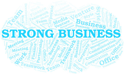 Obraz premium Strong Business word cloud. Collage made with text only.
