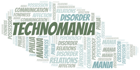 Obraz premium Technomania word cloud. Type of mania, made with text only.