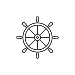 Ship steering wheel. Vector illustration, flat design.