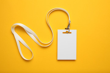 Mockup for an exhibition or conference with an empty card indication Close-up, identity cards on a...