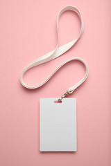 Blank badge mockup isolated on pink background. Corporate design.
