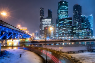 Moscow City Business Center in one of the winter evenings